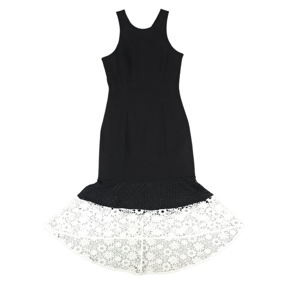 Adelyn Rae Sleeveless High Low Dress Black White Lace Trim - Picture 5 of 10